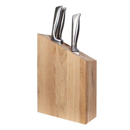 Oak knife block for organized knife storage